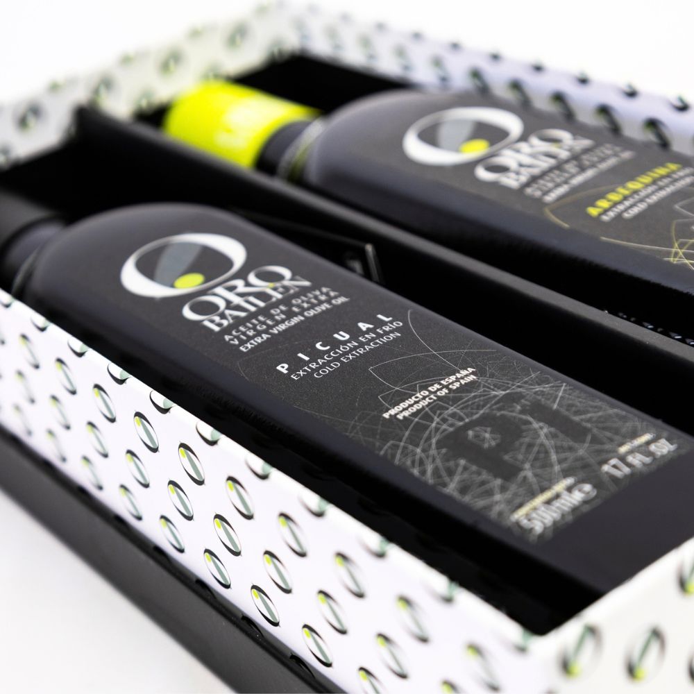 aceite de oliva virgen extra Estuche Regalo Oro Bailén Picual y Arbequina 500ml