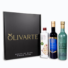 Load image into Gallery viewer, tres variedades de aceite de oliva
