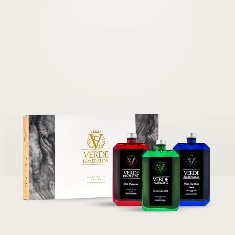 Estuche regalo aceite de oliva virgen verde emeralda