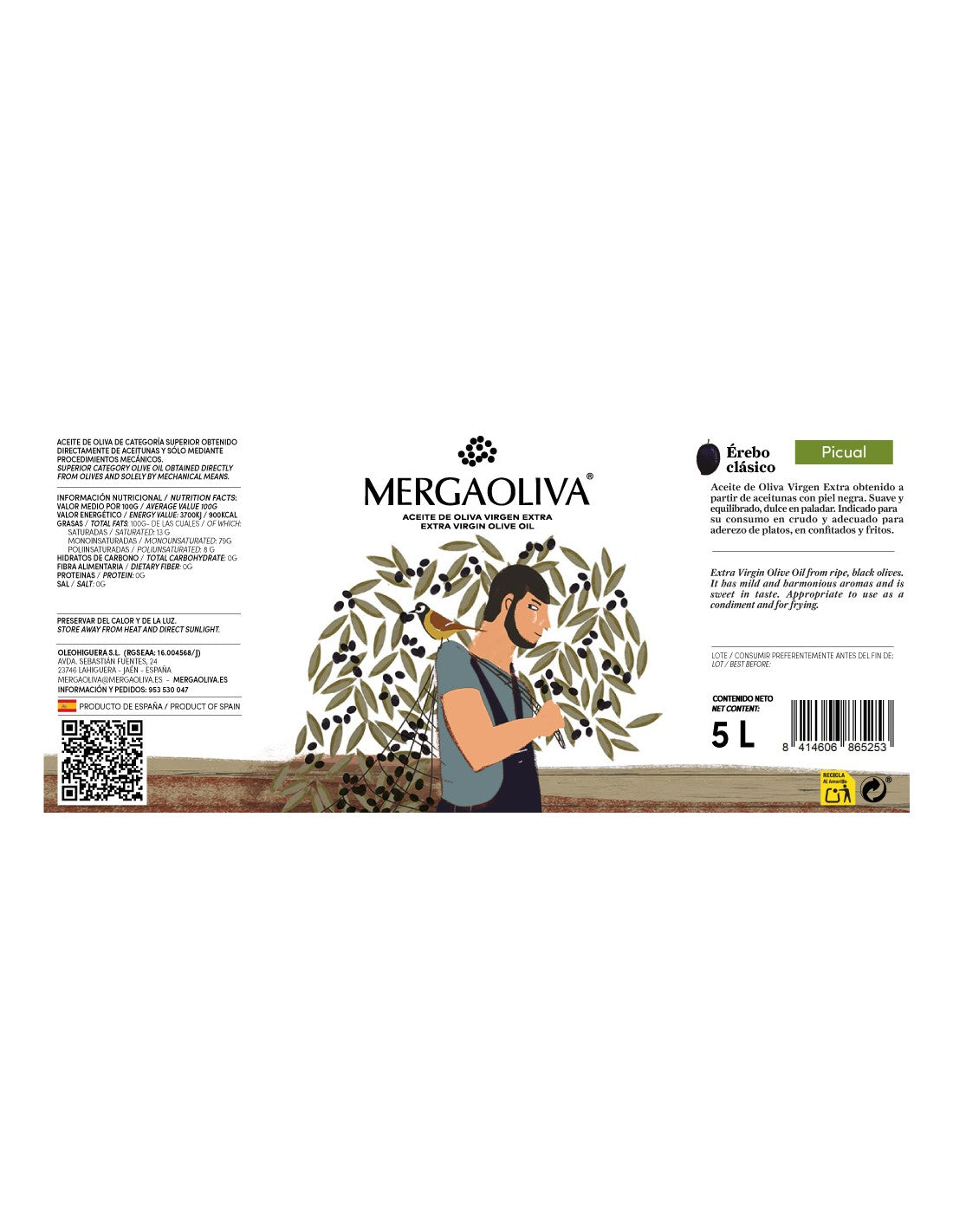 Pack 2 Garrafas Mergaoliva Ecológico 5L