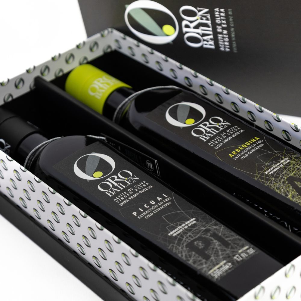 aceite de oliva virgen extra Estuche Regalo Oro Bailén Picual y Arbequina 500 ml